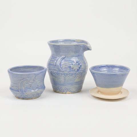 Pour Over Pitcher - White/Blue