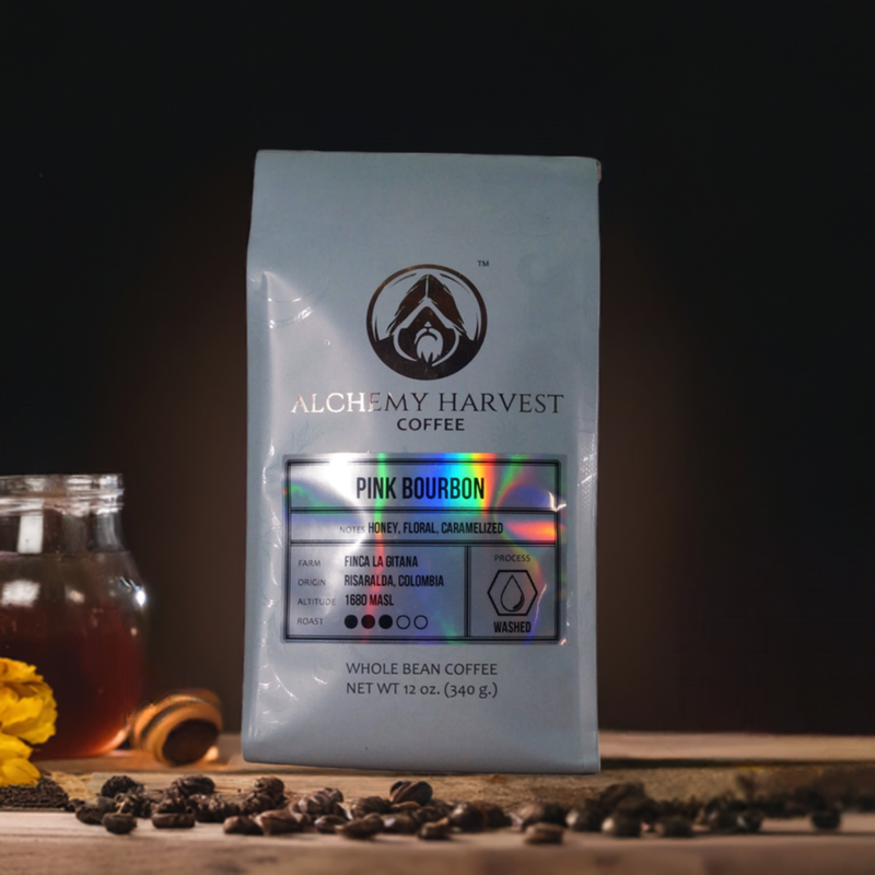 Pink Bourbon coffee beans with honey and floral notes