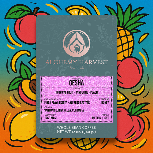 Whole bean Gesha coffee from Finca Playa Bonita, Colombia