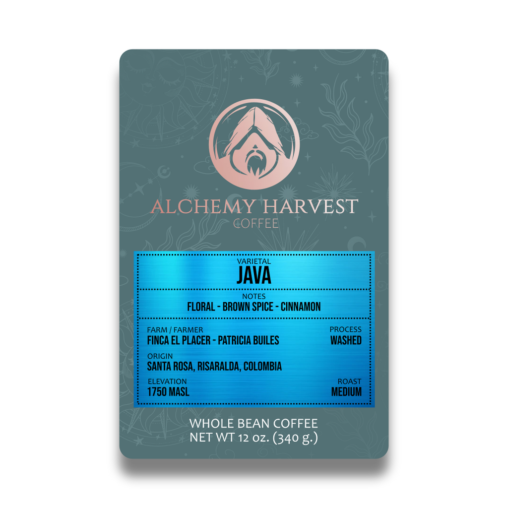 Java varietal coffee with floral and pistachio flavor notes