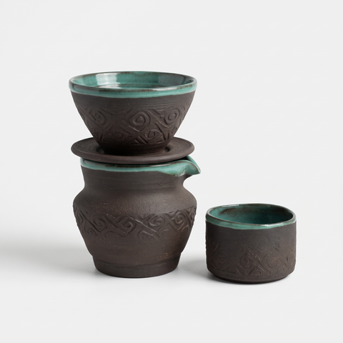 Pour Over Pitcher - Black/Aqua