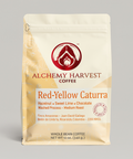 Alchemy Harvest Coffee package on a gray background